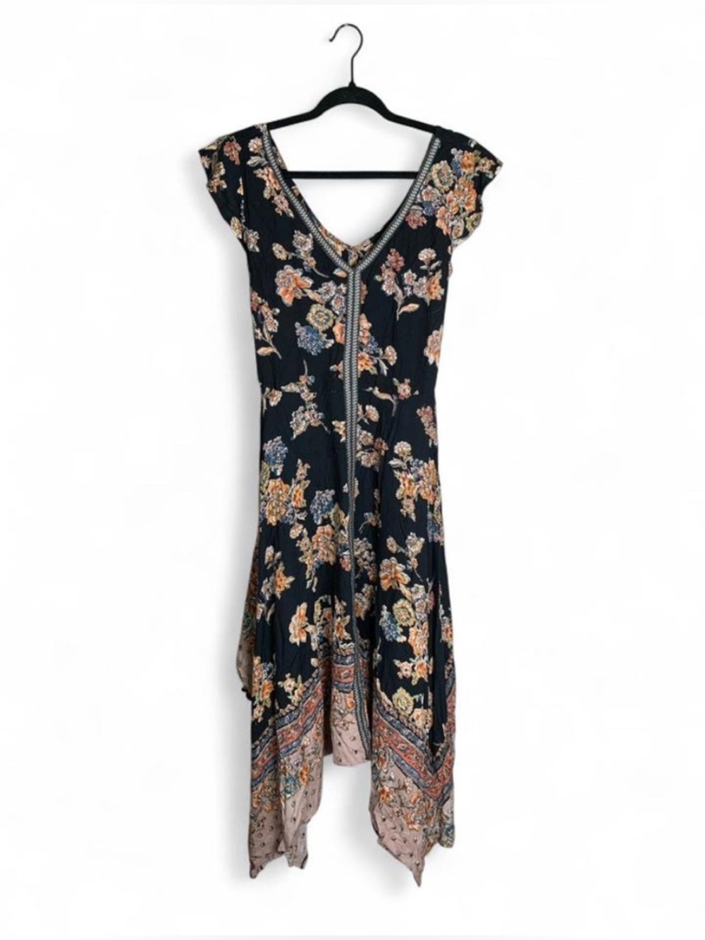 ✨ Lola P. Bohemian Floral Handkerchief Hem Dress - NWT ✨
